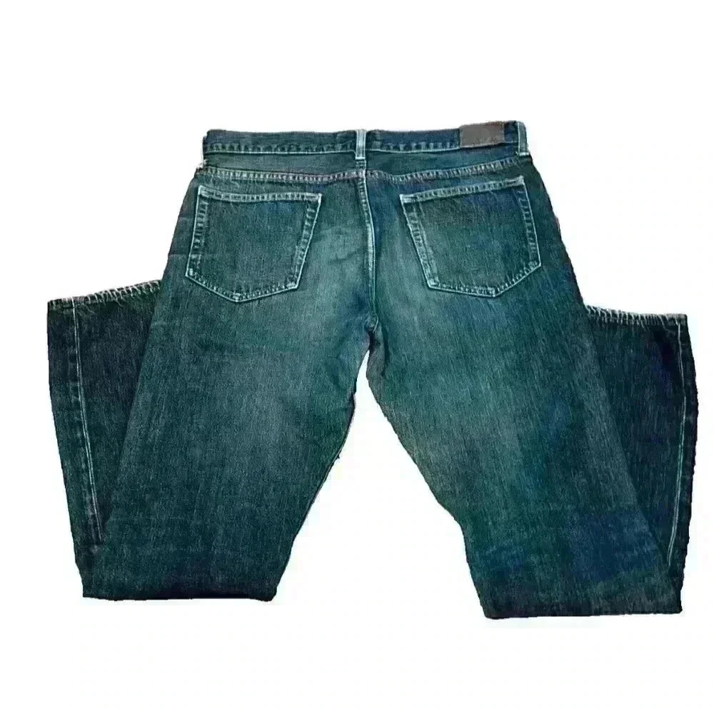 J Crew 770 Mens Jeans 34 x 32 Blue Dark Wash Straight Leg Preppy Denim